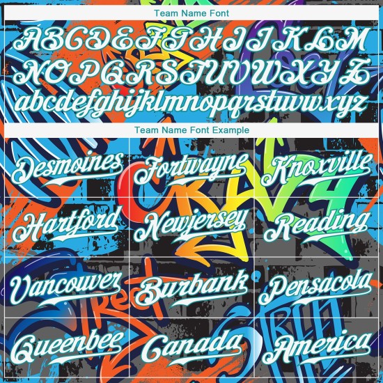 Hoodie Weiß-Aqua Muster Sweatshirt 3D Graffiti Custom Sports Stitched Pullover