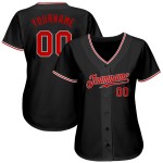 Benutzerdefinierte rot-grau authentische schwarze Jersey Baseball