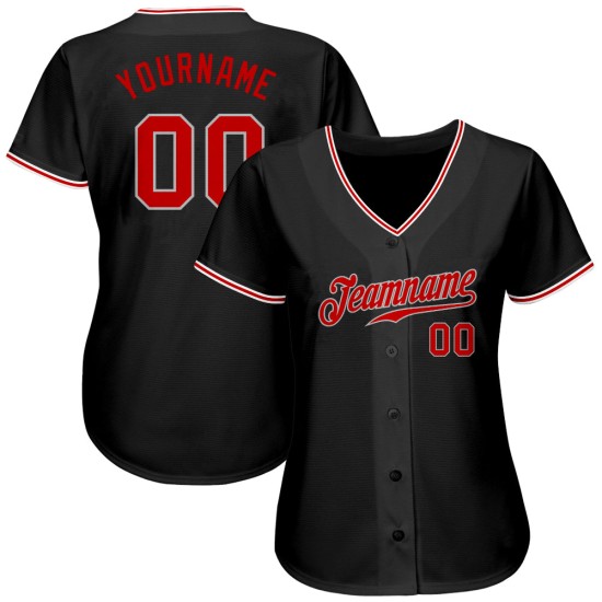 Benutzerdefinierte rot-grau authentische schwarze Jersey Baseball