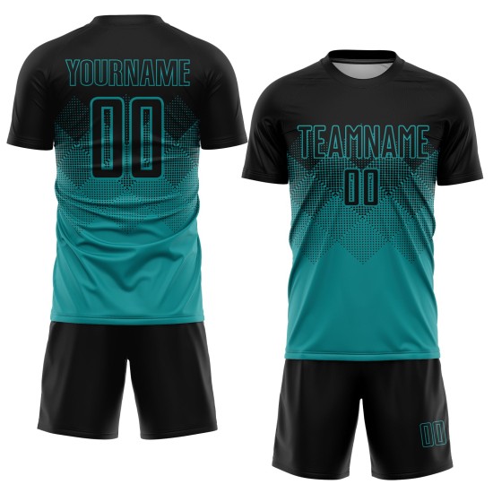 Uniform Teal Custom Jersey Sublimation Fußball Schwarz Uniform Teal Custom Jersey Sublimation Fußball Schwarz