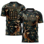 Fußball Sublimation Uniform Custom Tiger Pfau Schwarz Gold Alte Jersey Und