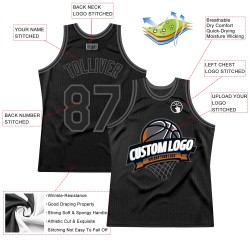 Graues Throwback-Basketballtrikot, Stahlschwarz, individuell, authentisch