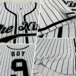 Schwarz-Grau-Weiß Authentic Black Pinstripe Custom Baseball Jersey
