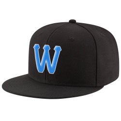 Genähte Mütze Schwarz Verstellbar Powder Custom Snapback Blau-Weiß