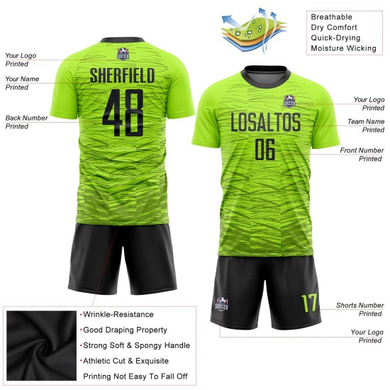 Grünes Trikot Sublimation Schwarz Benutzerdefinierte Neon Uniform Fußball