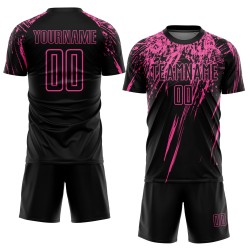 Uniform Sublimation Custom Schwarz Fußball Jersey Rosa
