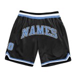 Custom Hellschwarze Shorts Blau-Weiß Authentic Basketball Throwback
