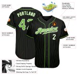 Schwarz Neon Grün-Weiß Custom Authentic Jersey Baseball Nadelstreifen Neon Grün