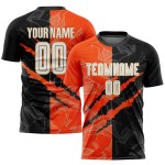 Fußball Schwarz Gold Jersey Muster Weiß Graffiti Orange-Alt Sublimation Scratch Custom Uniform