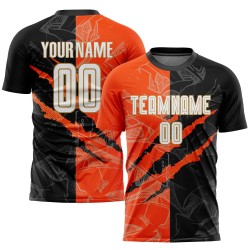 Fußball Schwarz Gold Jersey Muster Weiß Graffiti Orange-Alt Sublimation Scratch Custom Uniform