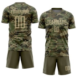 Vegas Soccer Salute Sublimation Camo auf Uniform-Trikot Gold-Oliv Custom Service