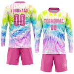 Fußball Tie Sublimation Custom Dye Jersey Rosa-Weiß Uniform