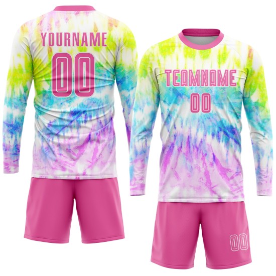 Fußball Tie Sublimation Custom Dye Jersey Rosa-Weiß Uniform