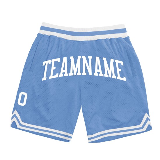 Blaue Throwback-Shorts Authentic Basketball Weiß Custom Light