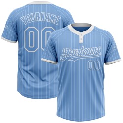 Jersey Weiß Softball Zwei-Knopf Custom Blau Nadelstreifen Hell Unisex Weiß