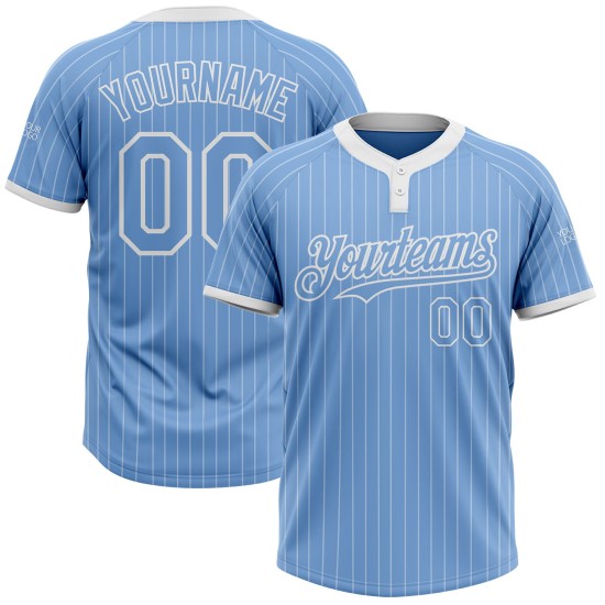 Jersey Weiß Softball Zwei-Knopf Custom Blau Nadelstreifen Hell Unisex Weiß Jersey Weiß Softball Zwei-Knopf Custom Blau Nadelstreifen Hell Unisex Weiß