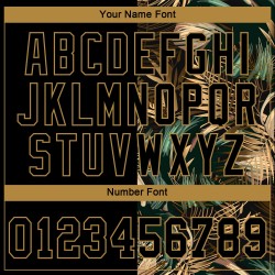 Im authentischen, benutzerdefinierten tropischen Baseball-Design im Dschungel-Hawaii-Stil. Das Trikot hat grüne Blätter und ein goldenes 3D-Muster.