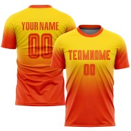 Benutzerdefinierte Mode Orange Uniform Trikot Fußball Verblassen Sublimation Gold