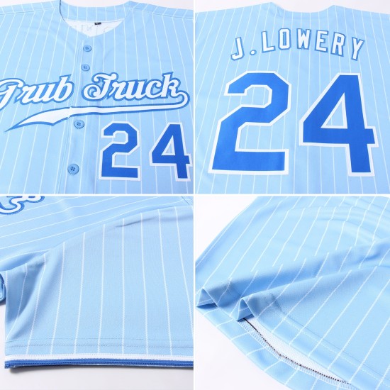 Authentic Pinstripe Royal-White Weiß Baseball Custom Light Jersey Blau