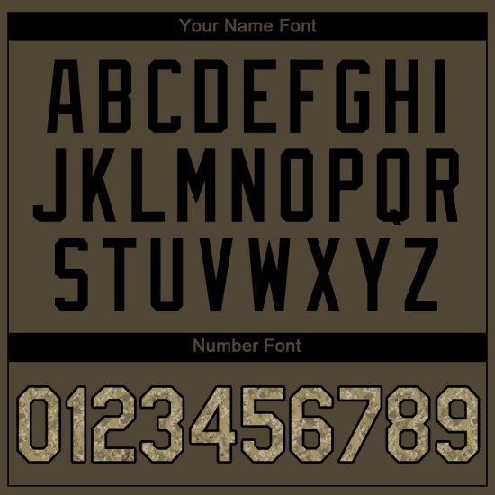 Baseball Camo-Schwarz Olive To Service Jersey Salute Authentic Custom