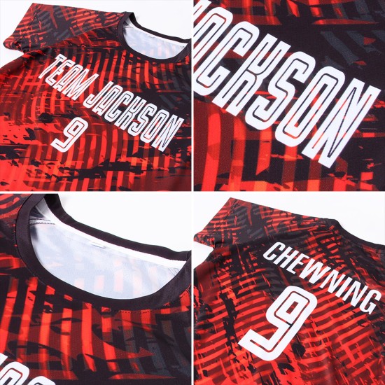 Rote Uniform Custom Weiß-Schwarz Sublimation Jersey Fußball
