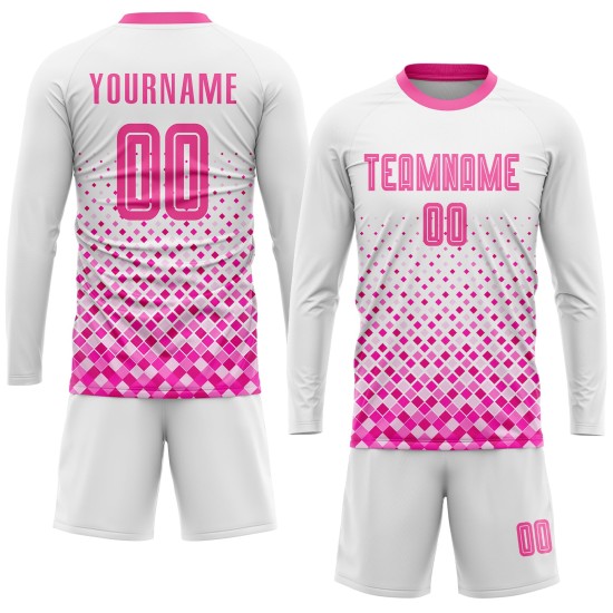 Benutzerdefinierte Uniform Weiß Trikot Fußball Sublimation Pink