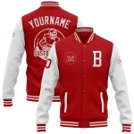 Zwei Letterman Tone Custom Red Full-Snap Bomberjacke Weiß Varsity Zwei Letterman Tone Custom Red Full-Snap Bomberjacke Weiß Varsity