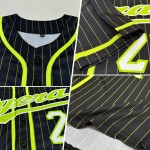 Schwarz Neon Grün-Weiß Custom Authentic Jersey Baseball Nadelstreifen Neon Grün