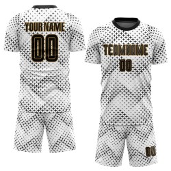 Uniform Weiß Fußball Sublimation Schwarz-Old Jersey Gold Custom