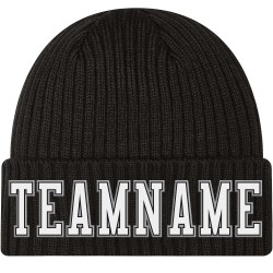 Umschlagmütze Weiß-Grau Custom Stitched Knit Schwarz