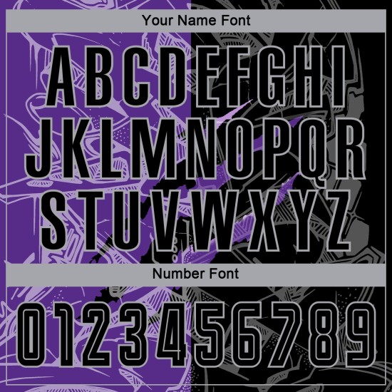 Sublimation Graffiti Fußball Uniform Muster Scratch Lila-Grau Custom Schwarz Jersey