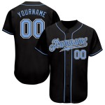Schwarzes Baseball Trikot Custom Light Authentic Blau-Weiß