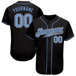 Schwarzes Baseball Trikot Custom Light Authentic Blau-Weiß