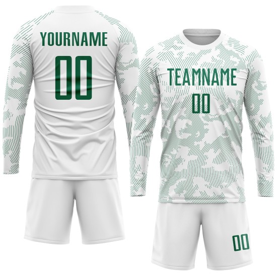 Weiße Sublimation Kelly Uniform Fußballtrikot Custom Grün