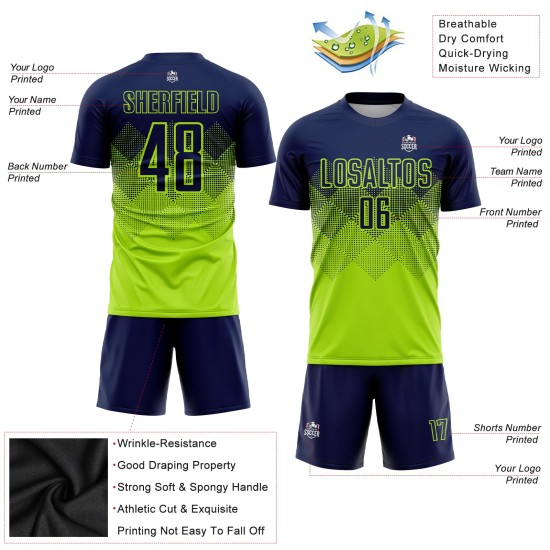 Navy Fußball Custom Uniform Sublimation Neon Trikot Grün