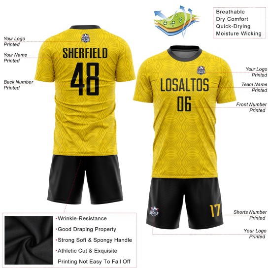 Sublimation Fußball Gold Schwarz Uniform Trikot Custom
