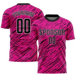 Schwarz-Weiß Fußball Trikot Uniform Rosa Custom Sublimation