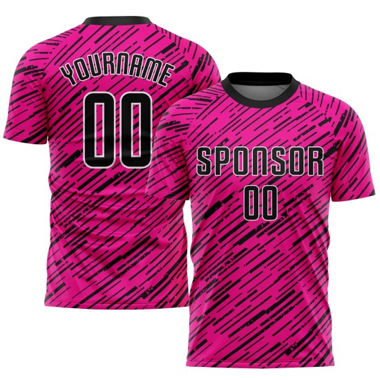 Schwarz-Weiß Fußball Trikot Uniform Rosa Custom Sublimation