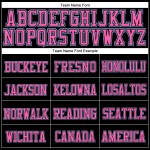 Schwarze Strickmütze mit Bündchen, genäht, Hellblau, Rosa Schwarze Strickmütze mit Bündchen, genäht, Hellblau, Rosa