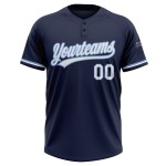 Blaues Custom Softball Zwei-Knopf-Trikot Weiß-Hellmarineblau Unisex Blaues Custom Softball Zwei-Knopf-Trikot Weiß-Hellmarineblau Unisex