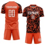 Fußballuniform Orange Trikot Benutzerdefinierte Weiß-Schwarz Sublimation