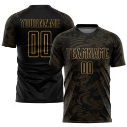 Uniform Gold Sublimation Fußball Altes Trikot Schwarz Custom