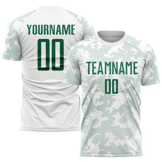 Weiße Sublimation Kelly Uniform Fußballtrikot Custom Grün