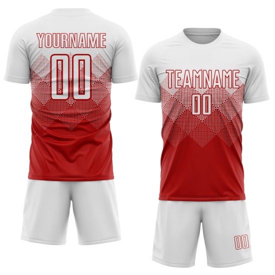 Fußballtrikot Uniform Rot Weiß Benutzerdefinierte Sublimation