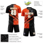 Fußball Schwarz Gold Jersey Muster Weiß Graffiti Orange-Alt Sublimation Scratch Custom Uniform