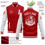 Zwei Letterman Tone Custom Red Full-Snap Bomberjacke Weiß Varsity Zwei Letterman Tone Custom Red Full-Snap Bomberjacke Weiß Varsity