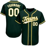 Weiß-Gold Custom Authentic Green Jersey Baseball