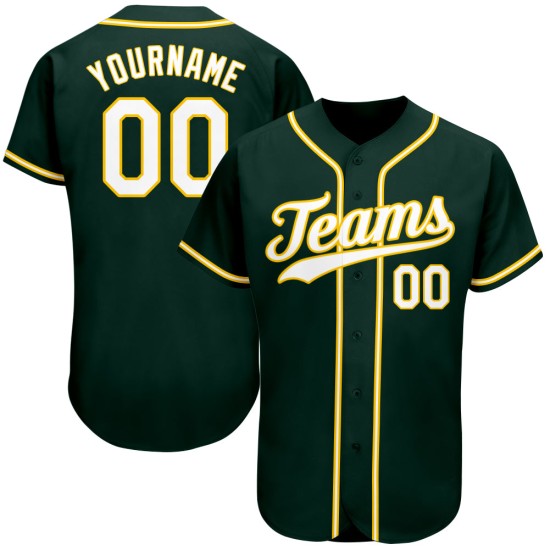Weiß-Gold Custom Authentic Green Jersey Baseball