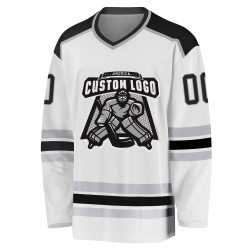 Hockeytrikot Custom Weiß Schwarz-Grau