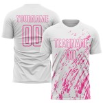 Uniform Rosa Trikot Benutzerdefinierte Sublimation Fußball Weiß Uniform Rosa Trikot Benutzerdefinierte Sublimation Fußball Weiß